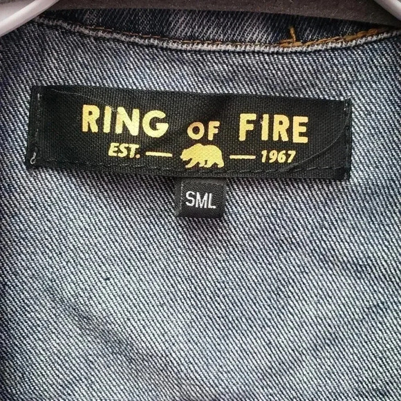 Ring of Fire Denim Jacket with Patch Detail Size S - Picture 6 of 9